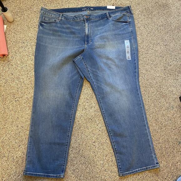 NWT WOMENS OLD NAVY POWER SLIM STRAIGHT MID RISE JEANS-SIZE 28 MEDIUM BLUE - Picture 2 of 6